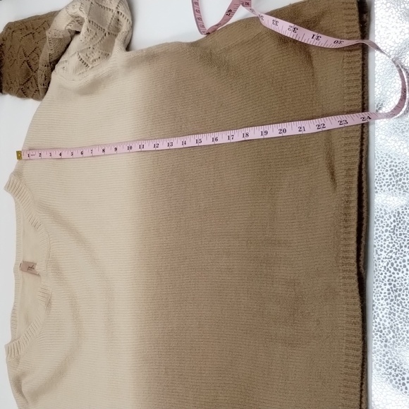 Jardin by Macris Brown cream ombre sweater with vented long sleeves l-xl - Picture 11 of 12